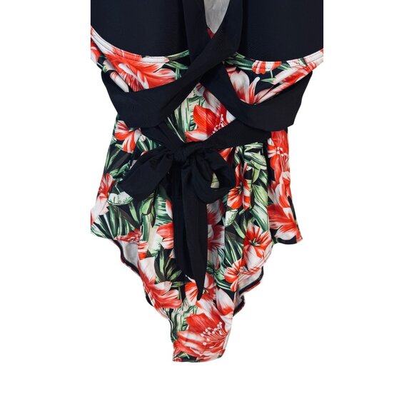 NEW 3XL Vibrant Plus Size Tropical Print Summer Vacay Trendy One Piece Swimsuit - Picture 5 of 11